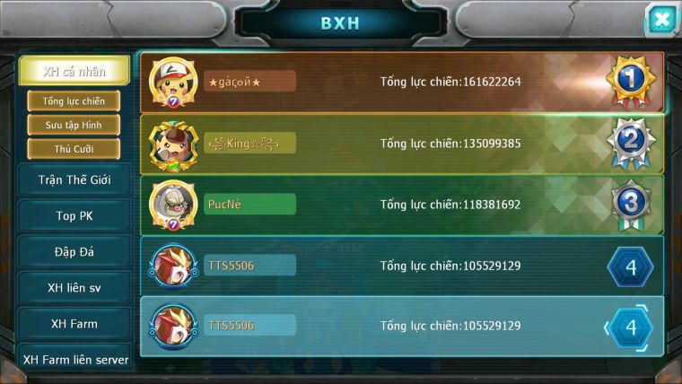 MÃ : #TTS5506 - S1253 -TOP3-4 ALL - HOOH CỘNG HƯỞNG DYANAMX LC KHỦNG YVETAL CH PALKIA CH UNVOA BÁ CHỦ WB DYANAMX 3 TEAM CỰC NGON