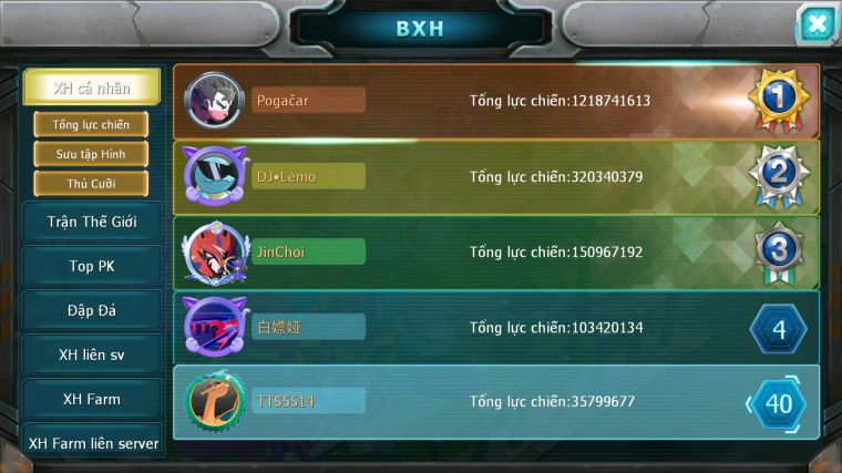 MÃ : #TTS5514 - S1553 - V12 - TOP 37 - HOOH CỘNG HƯỞNG DYNAMX YVETAL BC THẦN GIÓ BC MEW GIÁP BC CẶP LATI BC