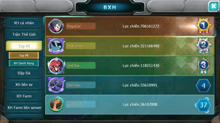 MÃ : #TTS5514 - S1553 - V12 - TOP 37 - HOOH CỘNG HƯỞNG DYNAMX YVETAL BC THẦN GIÓ BC MEW GIÁP BC CẶP LATI BC