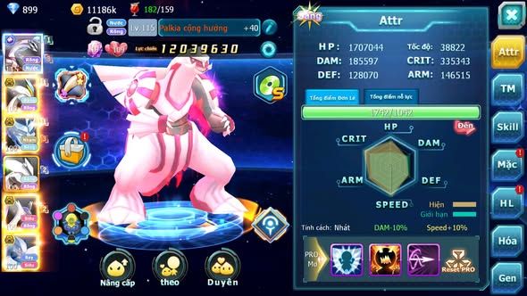 MÃ : #TTS5539 - S1740 - TOP48 V10 - PALKIA CỘNG HƯỞNG FULL SS WHITE BC RẮN BĂNG BC UNVOA LUGIA BC CẶP LATI BC