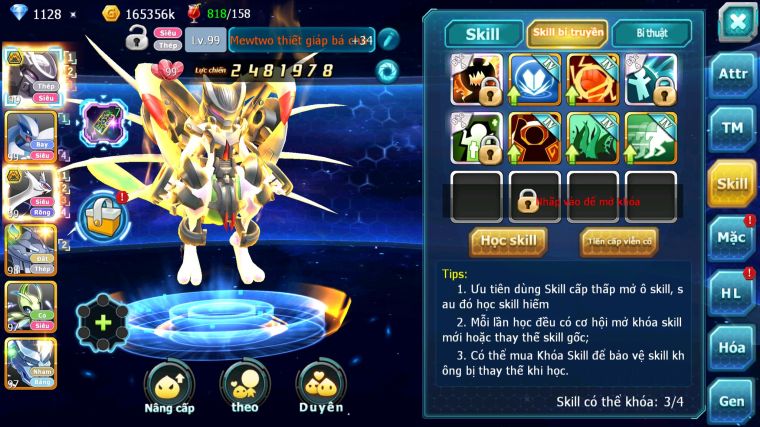 MÃ : #TTS5558 - S1354 - V4 - MEW GIÁP BÁ CHỦ LATI BÁ CHỦ RẮN BĂNG LUGIA