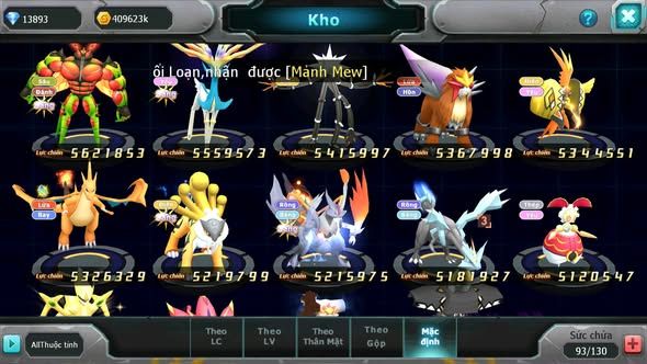 MÃ : #TTS5569 - S1275 - TOP8 - HOOH CỘNG HƯỞNG DYNAMAX YVETAL CH VUA KHIÊN BC RAYQUAZA PALKIA NHIỀU PET HT