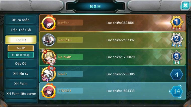 MÃ : #TTS5572 - S1861 - TOP 14 - V6 - UNVOA MES RAIKOU AMLDO GOODRA ĐUA TOP CỰC NGON