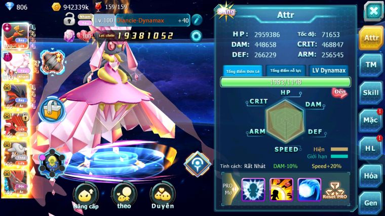 MÃ : #TTS5595 - S916 - TOP18 - V10 - HOOH CỘNG HƯỞNG DYNAMAX DIANCIE DYNAMAX YVETAL BC QVLD BC NHIỀU PET BC