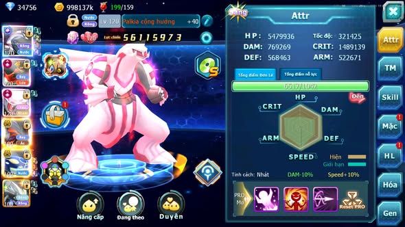 MÃ : #TTS5618 - S1046 - TOP 1ALL - V15 - 34K KC - PALKIA CỘNG HƯỞNG HOOH CH DYNAMX DIANCIE CH DYNAMAX NHIỀU PET BC NGON