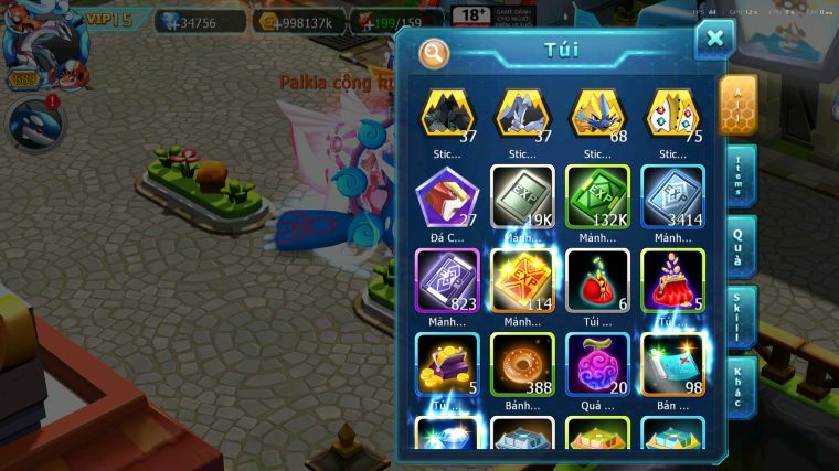 MÃ : #TTS5618 - S1046 - TOP 1ALL - V15 - 34K KC - PALKIA CỘNG HƯỞNG HOOH CH DYNAMX DIANCIE CH DYNAMAX NHIỀU PET BC NGON