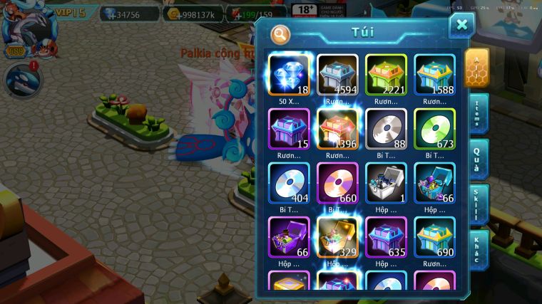 MÃ : #TTS5618 - S1046 - TOP 1ALL - V15 - 34K KC - PALKIA CỘNG HƯỞNG HOOH CH DYNAMX DIANCIE CH DYNAMAX NHIỀU PET BC NGON