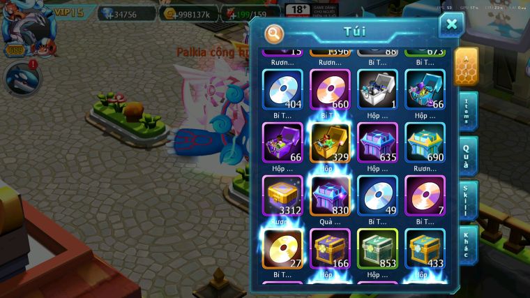 MÃ : #TTS5618 - S1046 - TOP 1ALL - V15 - 34K KC - PALKIA CỘNG HƯỞNG HOOH CH DYNAMX DIANCIE CH DYNAMAX NHIỀU PET BC NGON