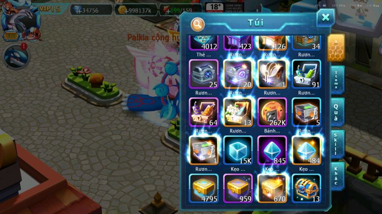 MÃ : #TTS5618 - S1046 - TOP 1ALL - V15 - 34K KC - PALKIA CỘNG HƯỞNG HOOH CH DYNAMX DIANCIE CH DYNAMAX NHIỀU PET BC NGON