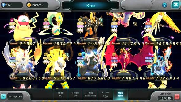 MÃ : #TTS5668 - S57 - TOP 27 - PIKACHU DYNAMAX VỊT BẦU BC TAPU KOKO BC THẦN ĐIỆN BC HOOH DYNAMAX NHIỀU PET HT