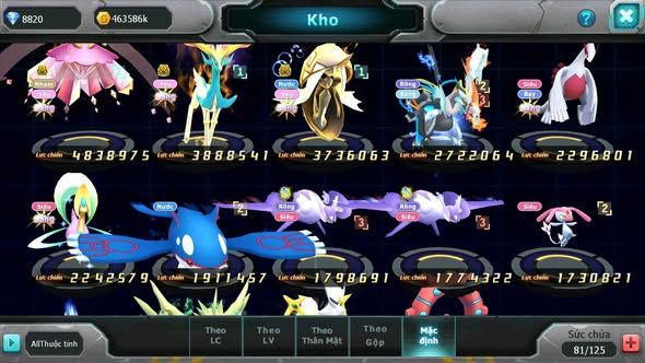 MÃ : #TTS5666 - S1799 - TOP5 ALL - V12 - 1K MẢNH DIANCIE DYNAMAX - TEAM YÊU BC UNVOA CẶP LATI LUGIA
