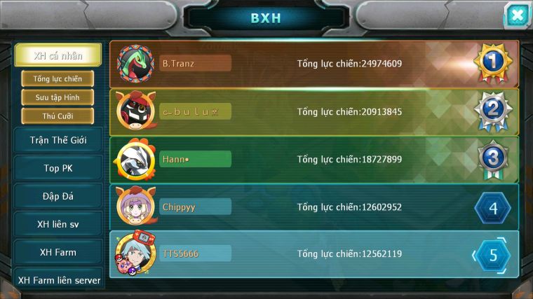 MÃ : #TTS5666 - S1799 - TOP5 ALL - V12 - 1K MẢNH DIANCIE DYNAMAX - TEAM YÊU BC UNVOA CẶP LATI LUGIA