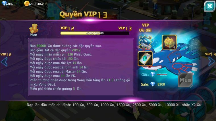 MÃ : #TTS5666 - S1799 - TOP5 ALL - V12 - 1K MẢNH DIANCIE DYNAMAX - TEAM YÊU BC UNVOA CẶP LATI LUGIA