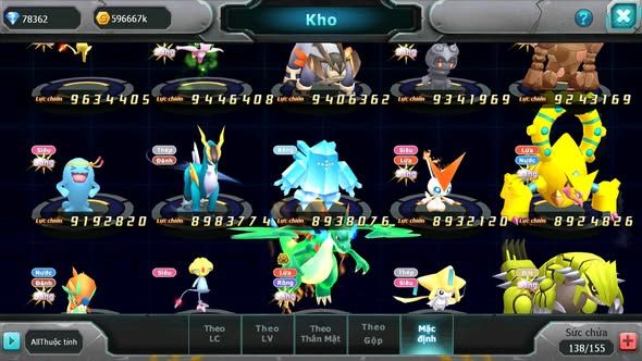 MÃ : #TTS5681 - S650 - TOP3 ALL CHAM - 3K1 SÁCH - 78K KC - HOOH - WB - DIANCIE - YVETAL - LUGIA CỘNG HƯỞNG MEGANEC NHIỀU PET HUYỀN THOẠI