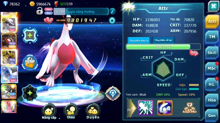 MÃ : #TTS5681 - S650 - TOP3 ALL CHAM - 3K1 SÁCH - 78K KC - HOOH - WB - DIANCIE - YVETAL - LUGIA CỘNG HƯỞNG MEGANEC NHIỀU PET HUYỀN THOẠI