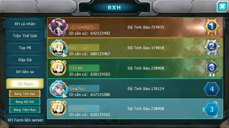 MÃ : #TTS5681 - S650 - TOP3 ALL CHAM - 3K1 SÁCH - 78K KC - HOOH - WB - DIANCIE - YVETAL - LUGIA CỘNG HƯỞNG MEGANEC NHIỀU PET HUYỀN THOẠI