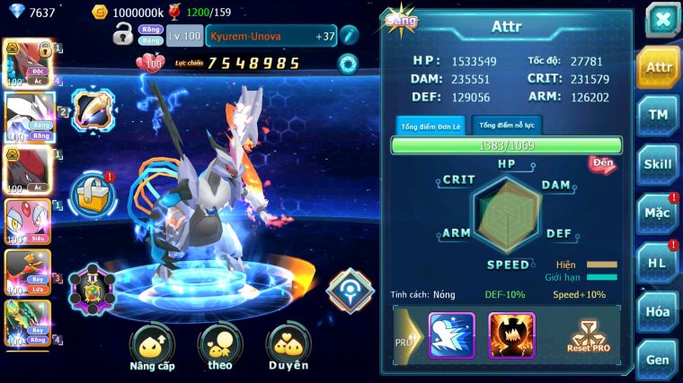 MÃ : #TTS5711 - S1296 - V11 - BTAA BÁ CHỦ UNVOA ZOROA BC MES HOOH RAYQUAZA NHIỀU PET HT