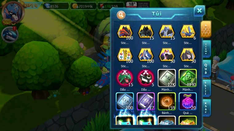 MÃ : #TTS5721 - S1512 - TOP 11 - V14 - VUA KIẾM VUA KHIÊN BÁ CHỦ TAPU BULU BÁ CHỦ HOOH DYNAMAX NHIỀU PET HUYỀN THOẠI