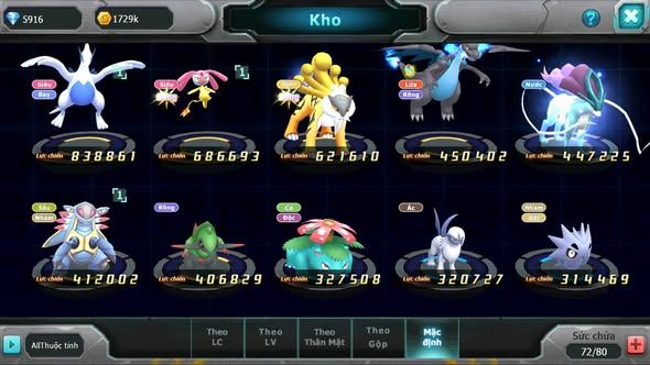 MÃ : #TTS5732 - S1873 - TOP11  - V10 - LUGIA MES RAIKOU AMDLO ĐUA TOP NGON