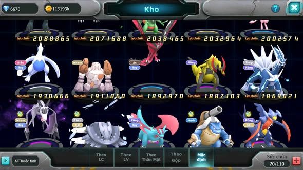 MÃ : #TTS5777 - S1718 - V12 - TOP23 - PALKIA CỘNG HƯỞNG FULL SS KYOGRE BC RẮN BĂNG BC UNVOA CẶP LATI BÁ CHỦ