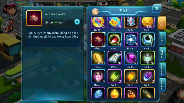 MÃ : #TTS5787 - S1872 - TOP23 - V5 - ZEVIL GROUDON RAIKOU GOODRA LUGIA NHIỀU PET HT