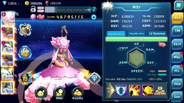 MÃ : #TTS5794 - S66 - TOP11 - V6 - 15K KC - DIANCIE CỘNG HƯỞNG DYNAMAX HOOH DYNAMAX WHITE DYNAMAX YVETAL BC NHIỀU PET BC NGON