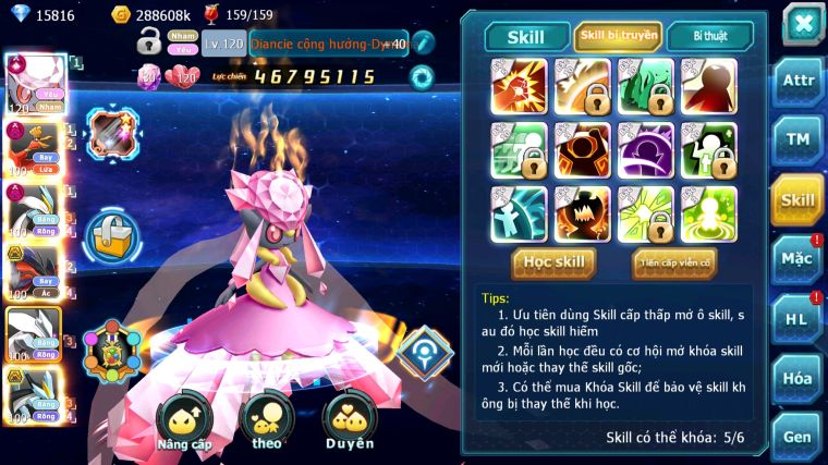 MÃ : #TTS5794 - S66 - TOP11 - V6 - 15K KC - DIANCIE CỘNG HƯỞNG DYNAMAX HOOH DYNAMAX WHITE DYNAMAX YVETAL BC NHIỀU PET BC NGON