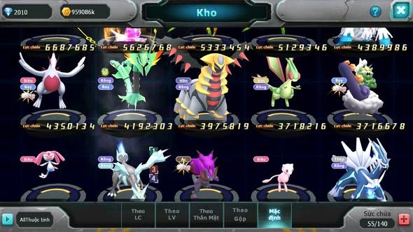 MÃ : #TTS5791 - S1347 - TOP 23 - V14 - WHITE CỘNG HƯỞNG PALKIA CỘNG HƯỞNG BLACK BC KYOGRE BC UNVOA CẶP LATI BÁ CHỦ