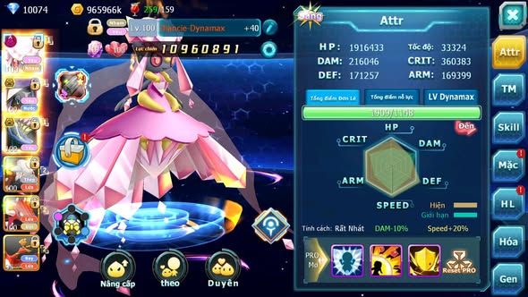 MÃ : #TTS5803 - S1651 - DIANCIE DYNAMAX TAPU FINI BC XERM BC NHIỀU PET HT