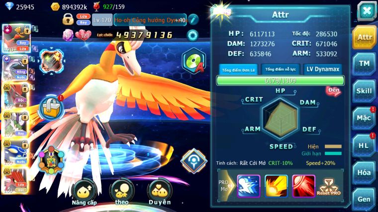 MÃ : #TTS5802 - S703 - TOP4 - V11 - HOOH CỘNG HƯỞNG DYNAMAX PALKIA CỘNG HƯỞNG BTAA NHIỀU PET HT BUILD NGON