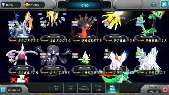 MÃ : #TTS5817 - S1437 - V10 -UNVOA SÁNG THẾ ZEVIL HOOH RAYQUAZA NHIỀU PET HT