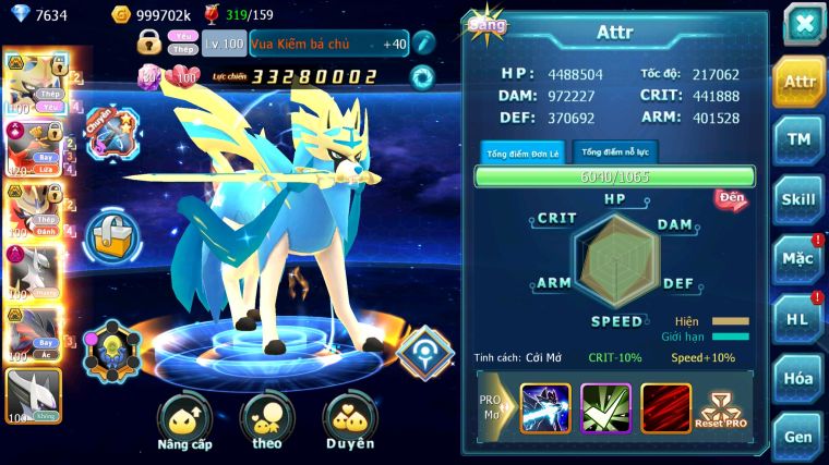MÃ : #TTS5828 - S1537 - TOP 11 V15 CẶP KIẾM KHIÊN BÁ CHỦ HOOH CỘNG HƯỞNG DYNAMAX YVETAL BC DRAK HOOH BÁ CHỦ NHIỀU PET HT