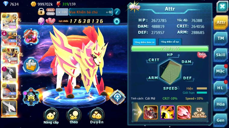 MÃ : #TTS5828 - S1537 - TOP 11 V15 CẶP KIẾM KHIÊN BÁ CHỦ HOOH CỘNG HƯỞNG DYNAMAX YVETAL BC DRAK HOOH BÁ CHỦ NHIỀU PET HT