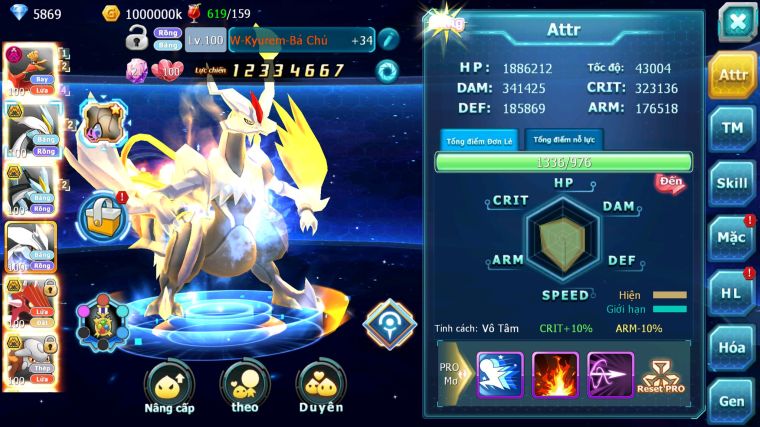 MÃ : #TTS5835 - S1227 - TOP29 - HOOH DYNAMAX WB BC UNVOA QVLD BC HENTRAN BC THẦN GIÓ BC GROUDON BC CẶP LATI BC NHIỀU PET HT