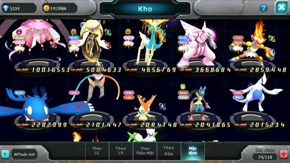 MÃ : #TTS5833 - S1705 - V9 - DIANCIE DYNAMAX TAPU FINI BC XERM BC PALKIA NHIỀU PET HT