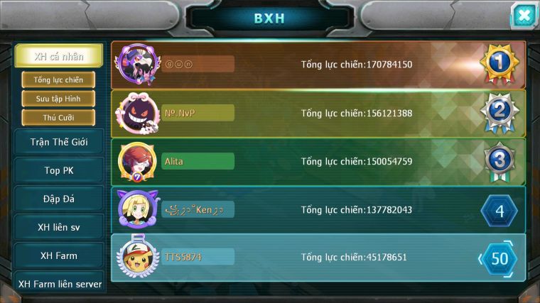 MÃ : #TTS5874 - S1108 - TOP 46 - WHITE CỘNG HƯỞNG DYNAMAX HOOH BÁ CHỦ BLACK BC UNVOA RAYQUAZA BC CẶP CÁ BC NHIỀU PET HT