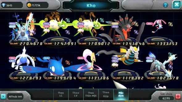 MÃ : #TTS5871 - S1799 - TOP 15 - V6 -  UNVOA CẶP LATI BÁ CHỦ ZEVIL MES LUGIA KYOGRE NHIỀU PET HT