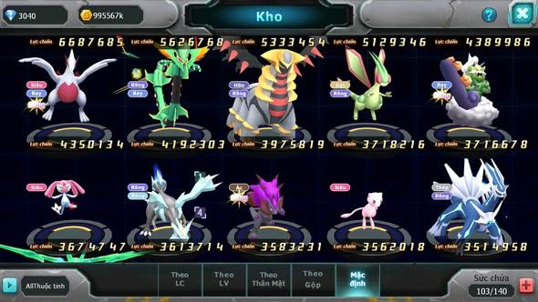 MÃ : #TTS5895 - S1347 - TOP 21 - V14 - WHITE CỘNG HƯỞNG PALKIA CỘNG HƯỞNG BLACK BC KYOGRE BC UNVOA CẶP LATI BC NHIỀU PET HT