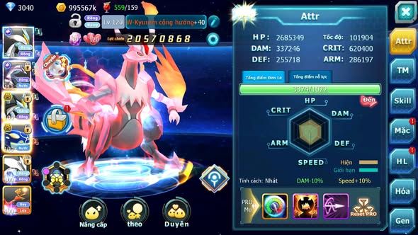 MÃ : #TTS5895 - S1347 - TOP 21 - V14 - WHITE CỘNG HƯỞNG PALKIA CỘNG HƯỞNG BLACK BC KYOGRE BC UNVOA CẶP LATI BC NHIỀU PET HT