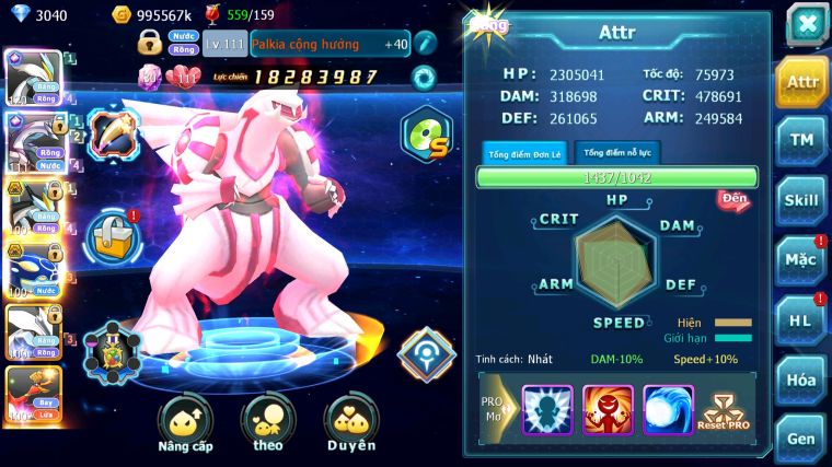 MÃ : #TTS5895 - S1347 - TOP 21 - V14 - WHITE CỘNG HƯỞNG PALKIA CỘNG HƯỞNG BLACK BC KYOGRE BC UNVOA CẶP LATI BC NHIỀU PET HT