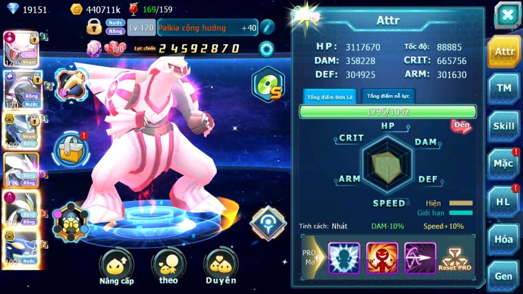 MÃ : #TTS5907 - S1353 - TOP 12 - V12 - DIANCIE & PALKIA MAX TRẠNG THÁI RẮN BĂNG UNVOA WHITE DYNAAMX NHIỀU PET HT FORM NGON