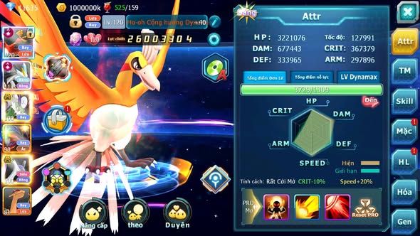 MÃ : #TTS5924 - S1445 - TOP 41 - V10 - Hooh & Black cộng hưởng dynamax thần gió bá chủ cặp lati bá chủ nhiều pet huyền thoại