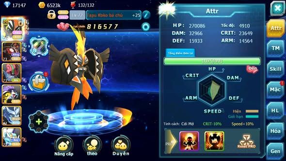 MÃ : #TTS5930 - S1872 - TOP 15 - V9 - Tapu koko bá chủ Zflare raikou rắn băng đua top ngon