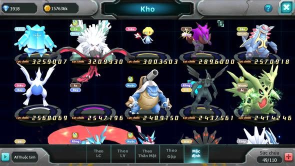 Mã : #TTS5937 - S1700 - TOP 29 - V12 - Palkia cộng hưởng full ss unvoa wb bá chủ kyogre bá chủ qvld bc cặp lati bc
