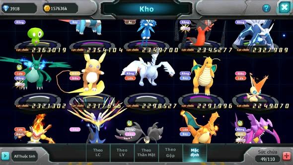 Mã : #TTS5937 - S1700 - TOP 29 - V12 - Palkia cộng hưởng full ss unvoa wb bá chủ kyogre bá chủ qvld bc cặp lati bc