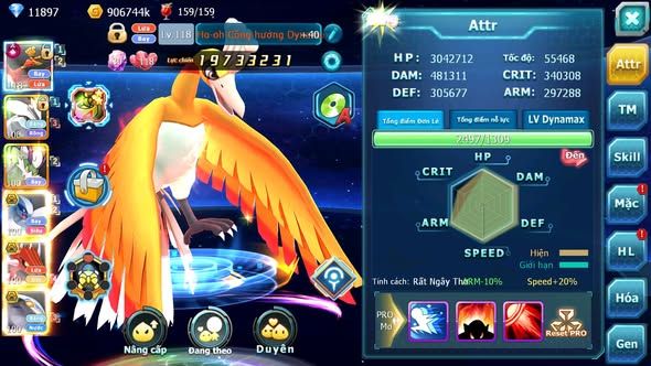 Mã : #TTS5945 - S1216 - Top55 - V6 - Hooh unvoa thần gió lugia bá chủ qvld bc qvbc bá chủ nhiều pet huyền thoại