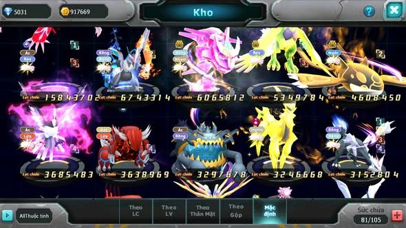 Mã : #TTS5941 - S1704 - Top 16 - V13 - Yvetal cộng hưởng build mạnh sét ho-oh unvoa rắn băng bá chủ thần gió bá chủ nhiều pet vv