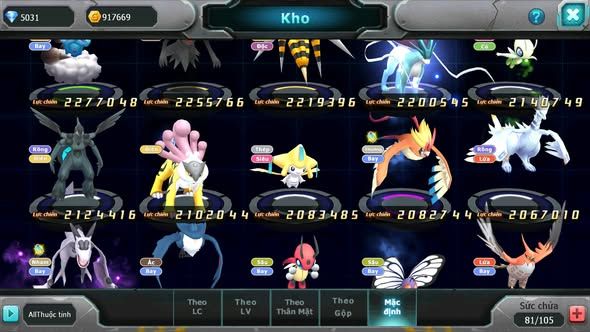 Mã : #TTS5941 - S1704 - Top 16 - V13 - Yvetal cộng hưởng build mạnh sét ho-oh unvoa rắn băng bá chủ thần gió bá chủ nhiều pet vv