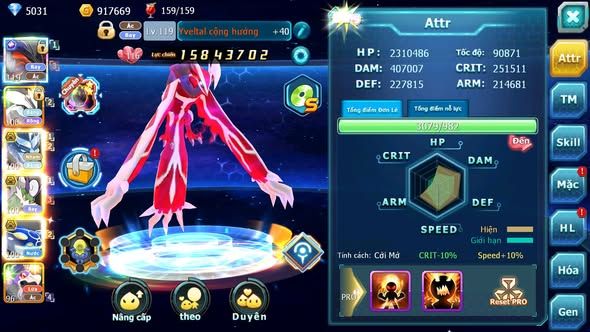 Mã : #TTS5941 - S1704 - Top 16 - V13 - Yvetal cộng hưởng build mạnh sét ho-oh unvoa rắn băng bá chủ thần gió bá chủ nhiều pet vv