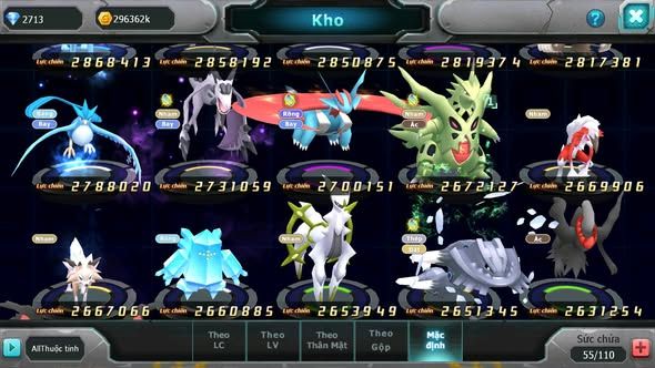 Mã : #TTS5961 - S1292 - V8 - Ho-oh dyanaxm quái vật biển cả qvld bc groudon unvoa black bc white nhiều pet ht
